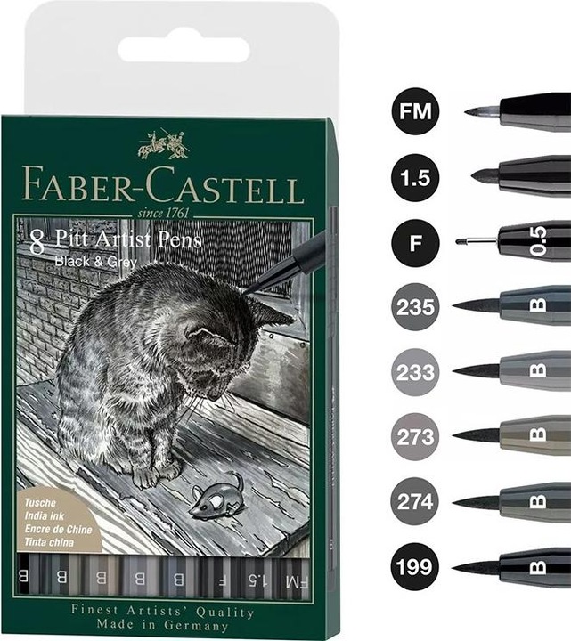 Actual product image Faber-Castell Pitt Artist Pen (Black, Grey, 1 x)