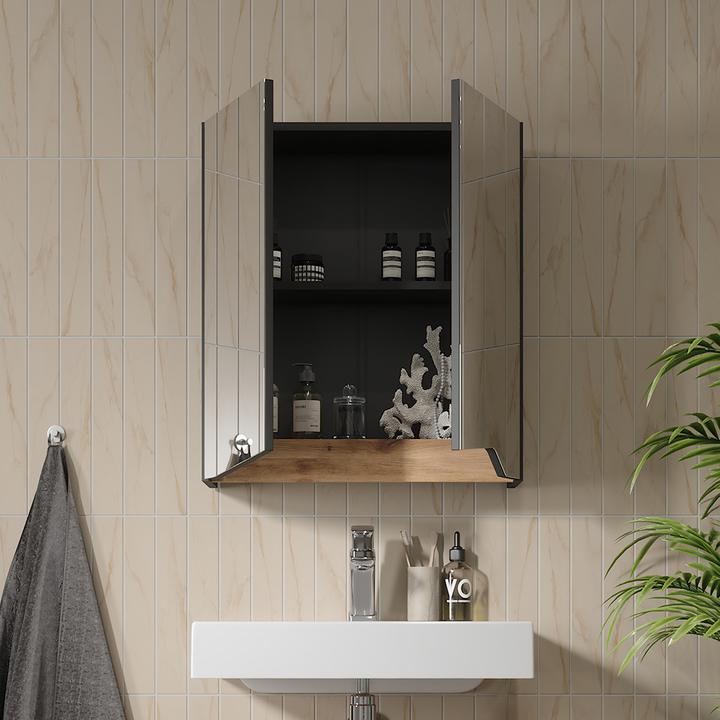 Produktbild Vichy Spiegelschrank Marelle, Anthrazit/Artisan, 60 x 67 cm mit höhenverstellbarem Einlegeboden
