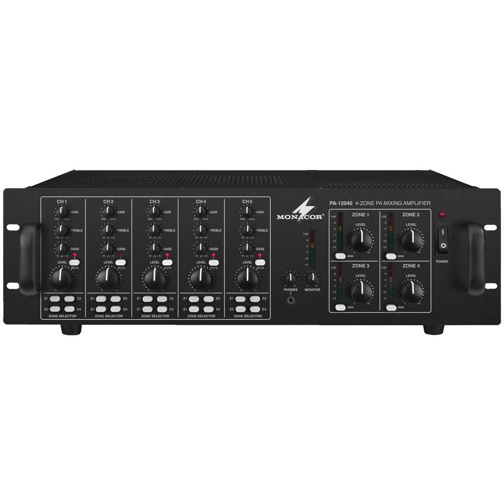 Monacor ELA-Verstärker PA-12040 120 W 4-Kanal 4- (Verstärker), Stereoverstärker, Schwarz