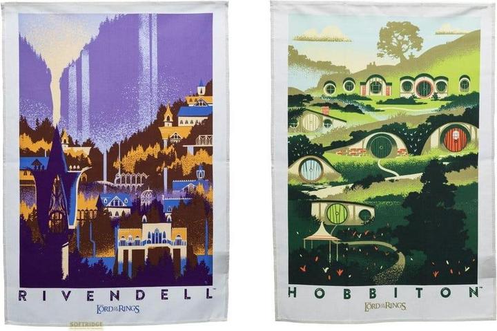 Weta Workshop - The Lord of the Rings - Rivendell & Hobbiton Tea Towel Set of 2 (70 x 50 cm)