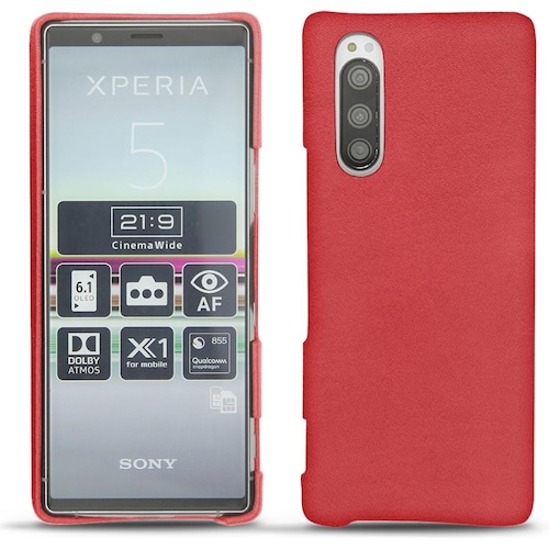 Noreve Lederschutzhülle (Sony Xperia 5), Smartphone Hülle, Rot