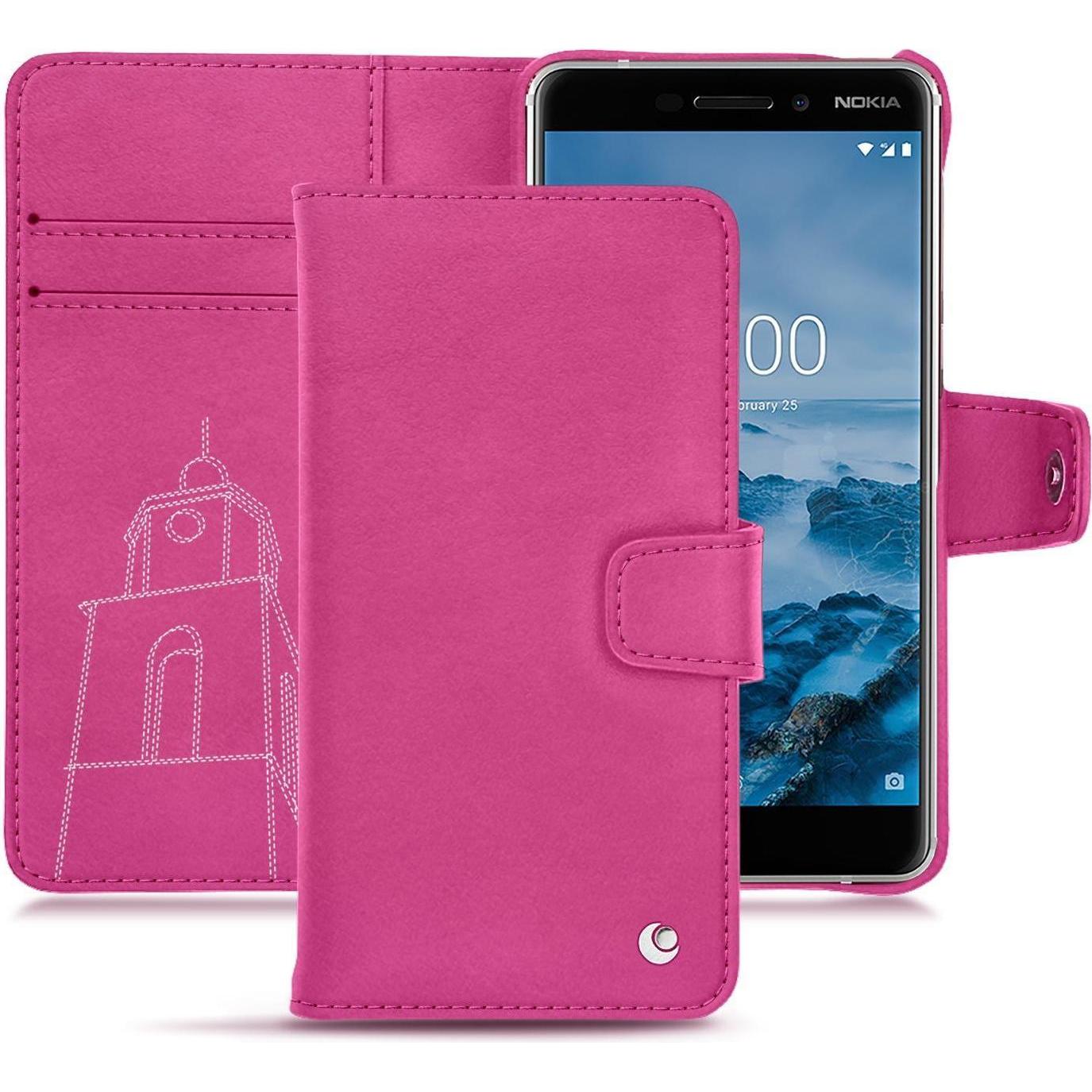 Noreve Lederschutzhülle Wallet (Nokia 6 (2018)), Smartphone Hülle, Rosa