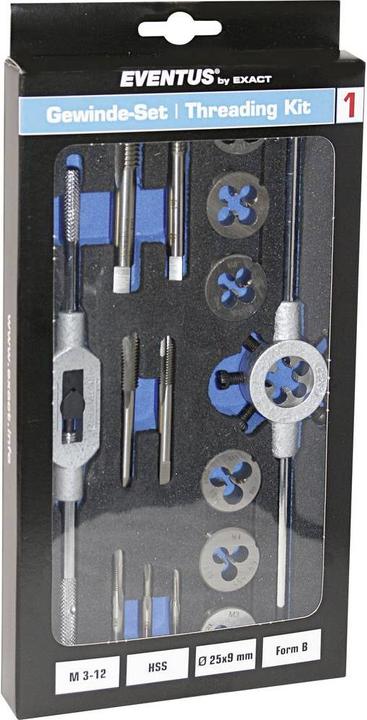 Einschnittgewindebohrer M3 - M12 · Verstellbares Windeisen Gr. 1 1, 2 · Schneideisen Ø 25 mm M 3 - M 12 · Schneideisenhalter 25x9.