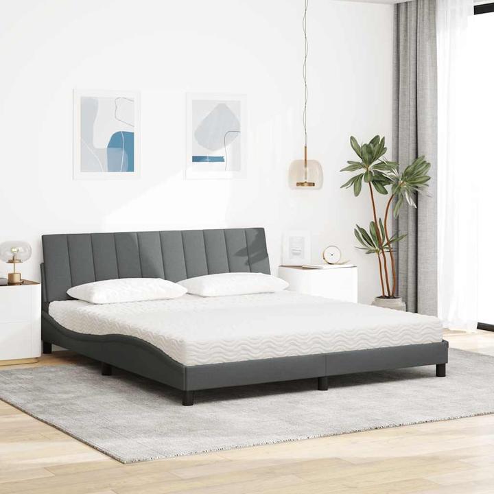 Produktbild vidaXL Bett mit Matratze Dunkelgrau 180x200 cm Stoff Schlafzimmermöbel (180 x 200 cm)