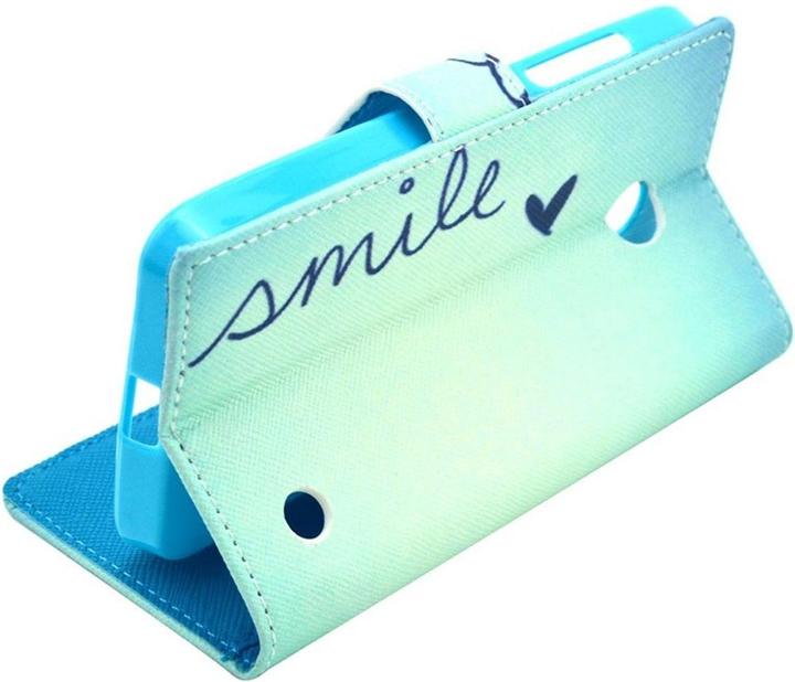 Produktbild König Design Handyhülle Tasche für Handy Nokia Lumia 630 635 Schriftzug Smile Blau (Nokia Lumia 630, Huawei Y635)