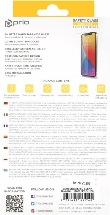 Productafbeelding prio Heldere Beschermende Film van het Glasvenster voor Samsung A53 5G (1 Stuk, Samsung Galaxy A53 5G)