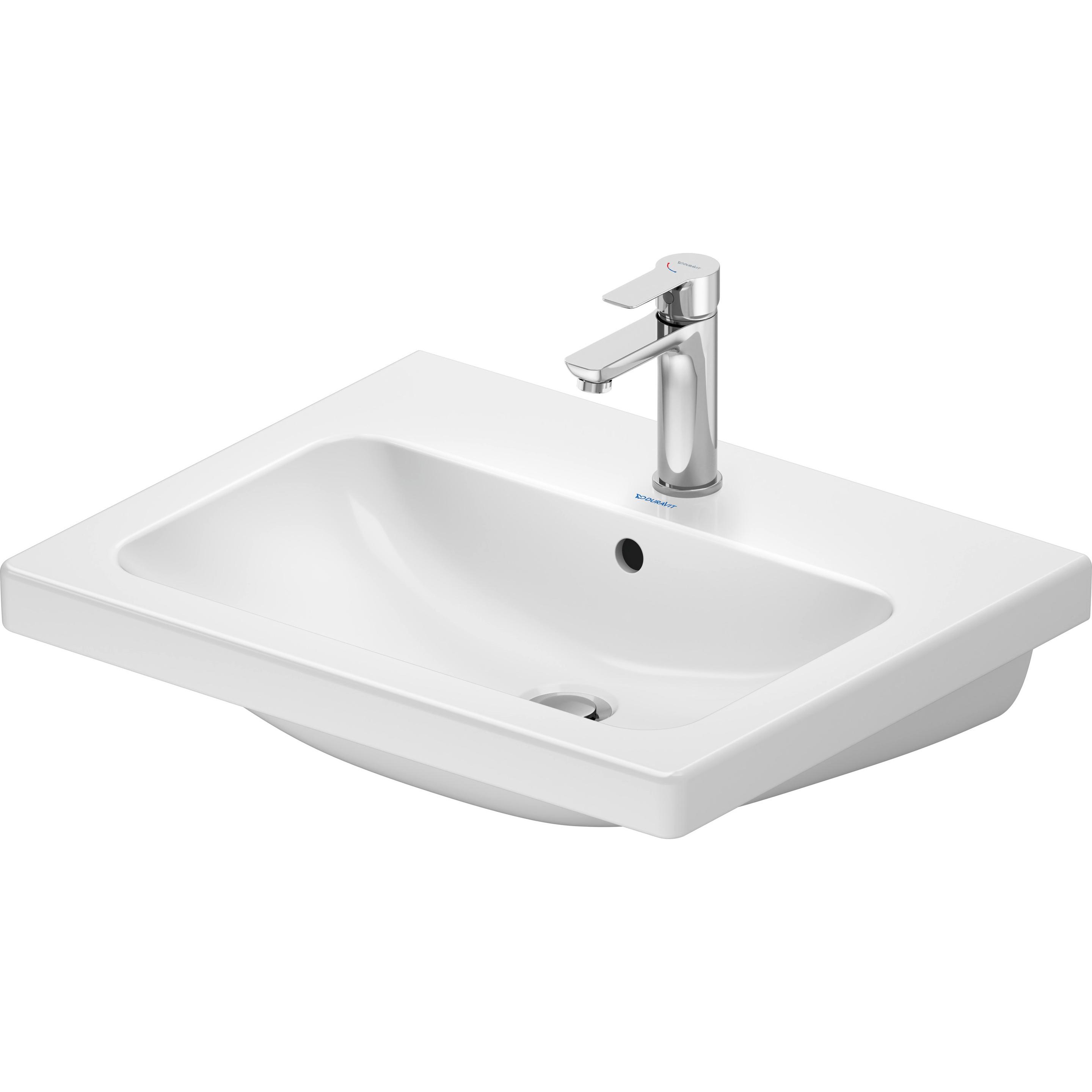 Duravit, Waschbecken, D-Code Waschtisch, mit Hahnloch, mit Überlauf, 600x480x165mm, Weiss Hochglanz (480 mm, 600 mm)