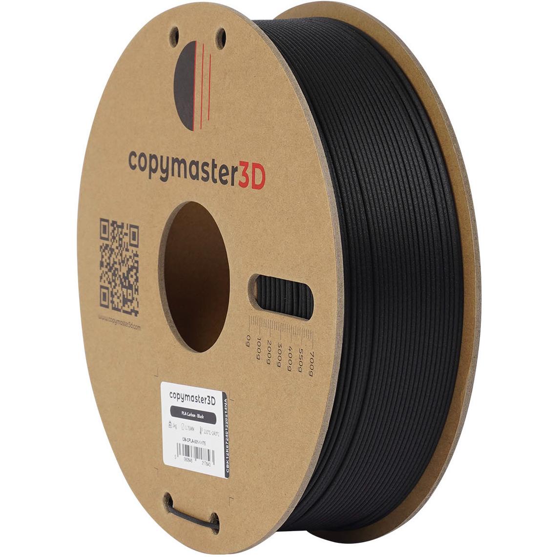 Copymaster3D Filamento di carbonio PLA per stampanti 3D, 1,75 mm, nero (PLA, 1.75 mm, Nero), Filamenti stampa 3D, Nero