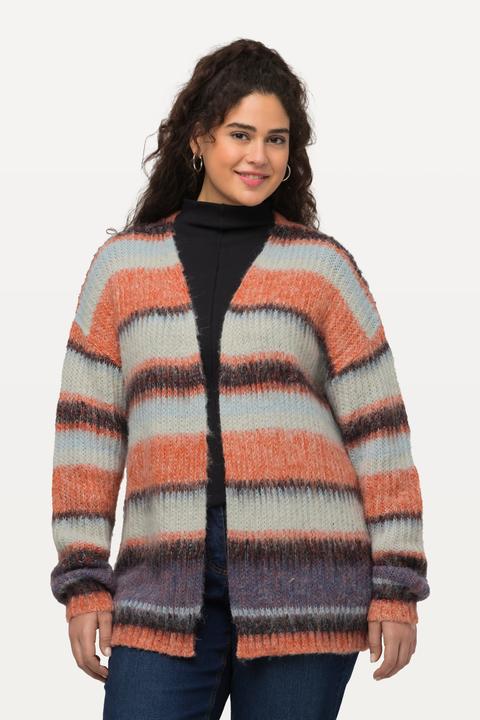Image du produit Ulla Popken Cardigan long, rayures, encolure en V, coupe ouverte (50, 52)