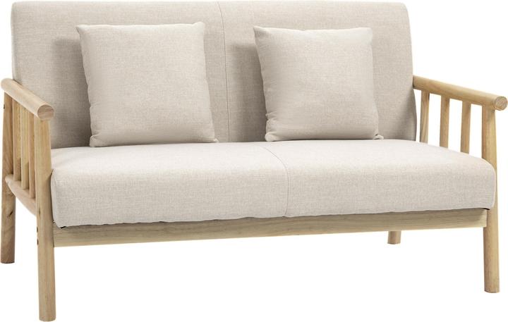 Produktbild Homcom 2 Sitzer Sofa Polyester, Gummiholz Beige (2-Sitzer)