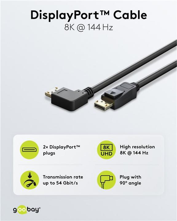 Image du produit Goobay DisplayPort-Kabel 2.0/2.1, 54 Gbit/s (1 m)