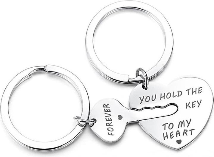 Actual product image JTI Key ring for couples with heart and key
