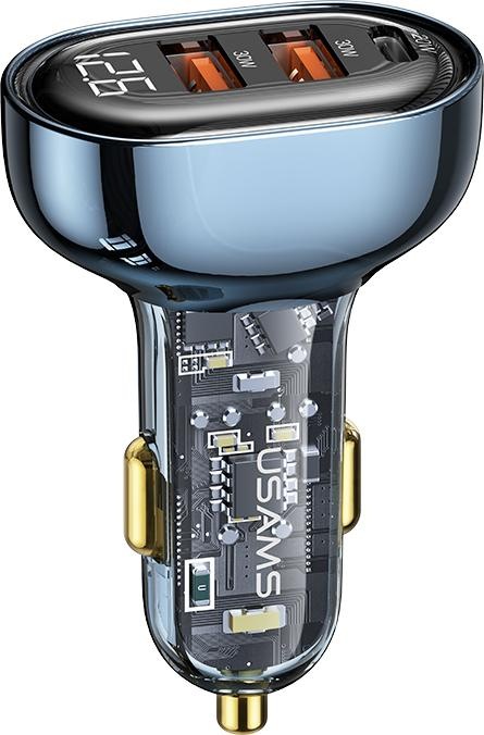 Actual product image Usams Ład. sam. 2xUSB+1xUSB-C 80W Fast Charge niebieski/blue CC159CC02 (US-CC159)