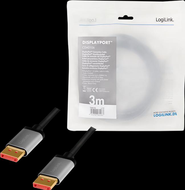 Produktbild LogiLink DisplayPort-Kabel (3 m, DisplayPort, 1.4)