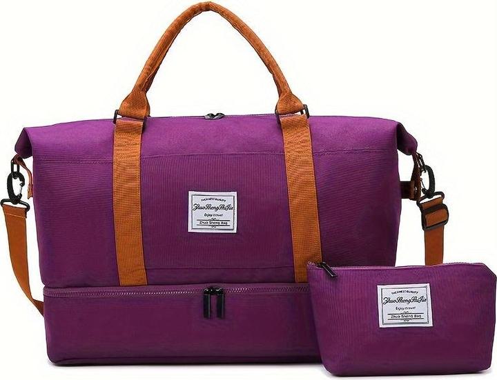 Immagine prodotto Only-Bags.Store Set di borse da viaggio in 2 pezzi con borsa da toilette, borsa da viaggio crossbody di grande (55 l)