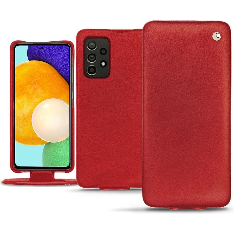 Noreve Lederschutzhülle vertikal (Samsung Galaxy A52), Smartphone Hülle, Rot