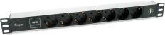 Actual product image equip Power strip 1HE8fach Schuko16A, Kabl. si (7 x, CEE 7/3, 1.80 m)