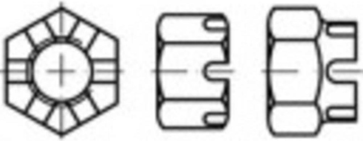 Toolcraft Castle nuts M10 DIN 935 steel (M10)