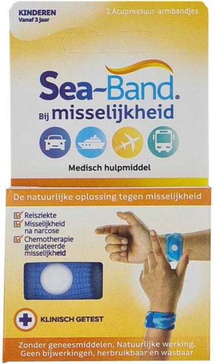 Immagine prodotto Sea-Band Sea Band, fascia per agopressione contro la nausea per bambini, blu, 2 pezzi (Tessuto elasticizzato, Morbido)