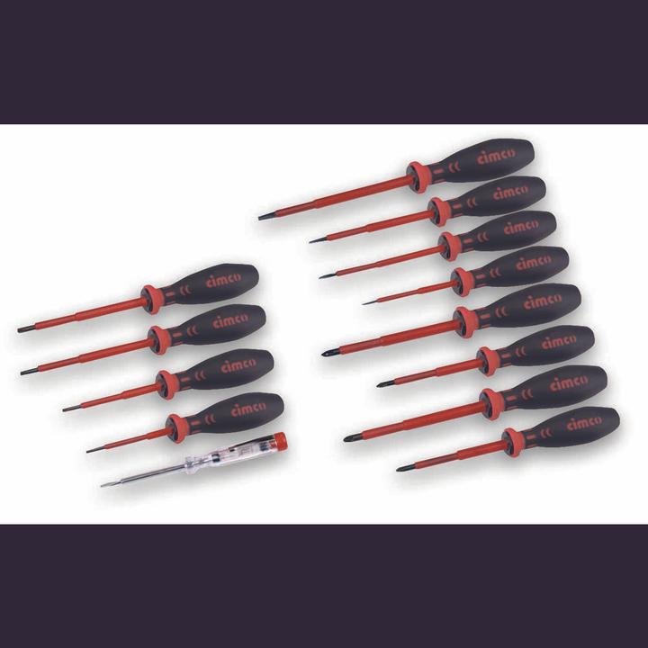 Produktbild Cimco VDE Schraubendreher-Set 13teil (Phillipps-Kreuzschlitz (PH), Pozidriv-Kreuzschlitz (PZ), Schlitzschrauben, TX)