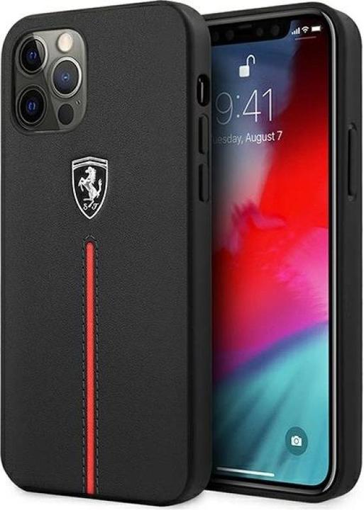 Produktbild Ferrari FEOMSHCP12LBK iPhone 12 Pro Max czarny/black hardcase Off Track Leather Nylon Stripe (Apple iPhone 12 Pro Max)