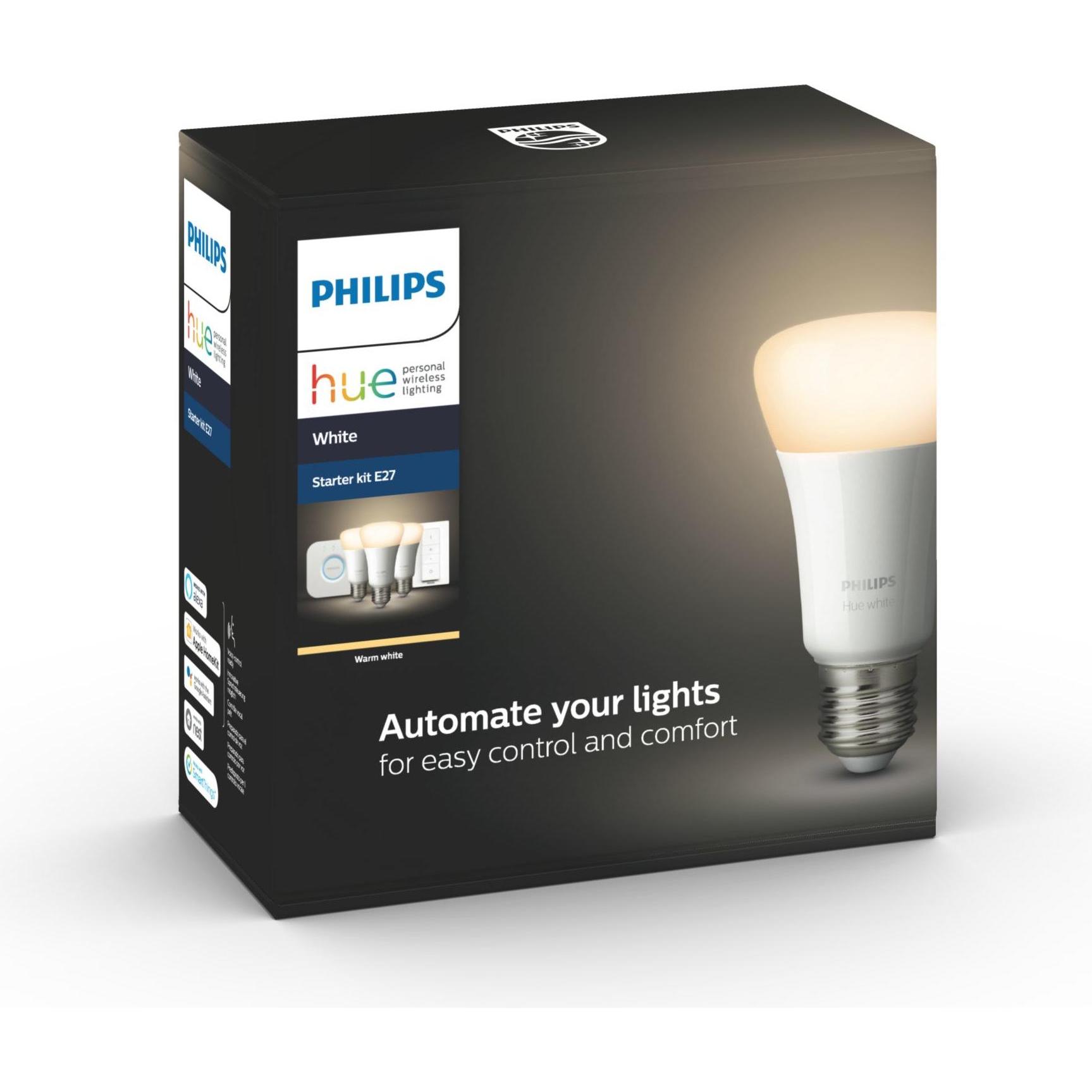 Thumbnail - Philips, Leuchtmittel, Hue White BT Starterset (E27, 9.50 W, 806 lm, 3 x, F)