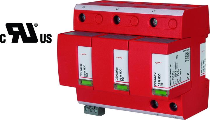 Actual product image Dehn DB MU 3PY 208 3W+G R Coordinated lightning current arrester type 1 DEHNbloc M