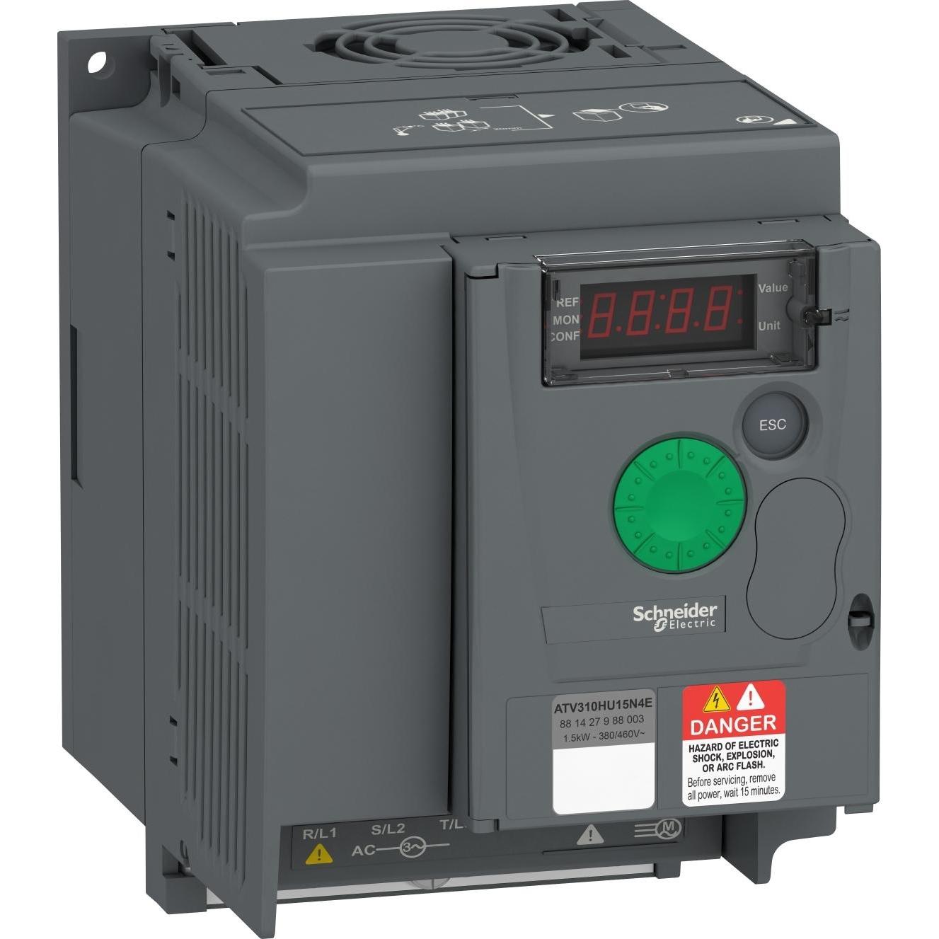 Schneider, Convertitore di frequenza, Inverter, Easy Altivar 310, 1,5kW, 380-460V AC, trifase, senza filtro ATV310HU15N4E