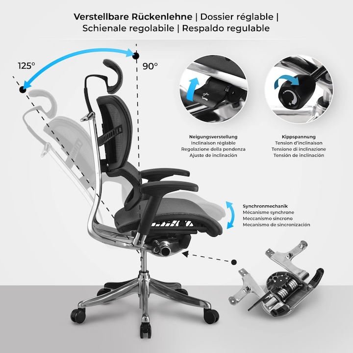 Produktbild CLP Bürostuhl Norfolk Ergonomic, grau