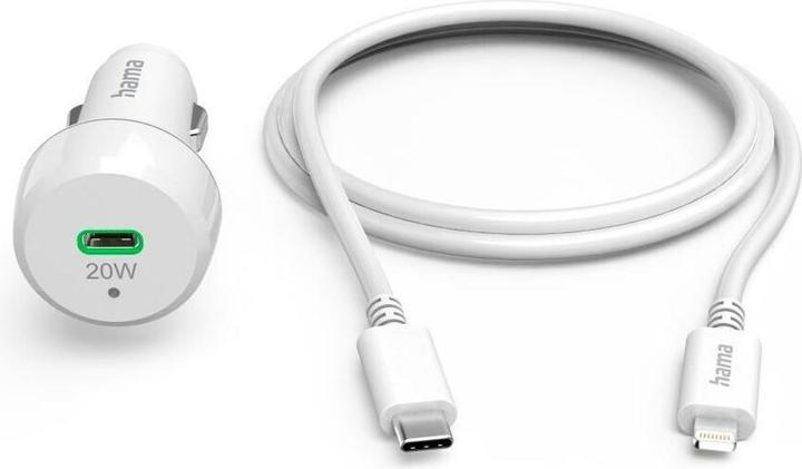 Produktbild Hama Kfz-Ladeset, Lightning, Power Delivery (PD), 20 Watt, Weiss