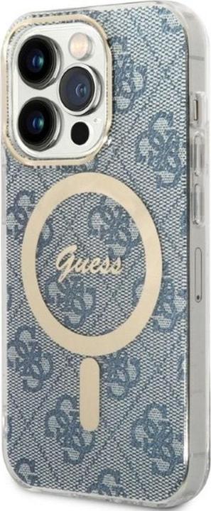 Produktbild Guess Zestaw GUBPP14LH4EACSB Case+ Charger iPhone 14 Pro 6,1" niebieski/blue hard case 4G Print MagS (Apple iPhone 14 Pro)