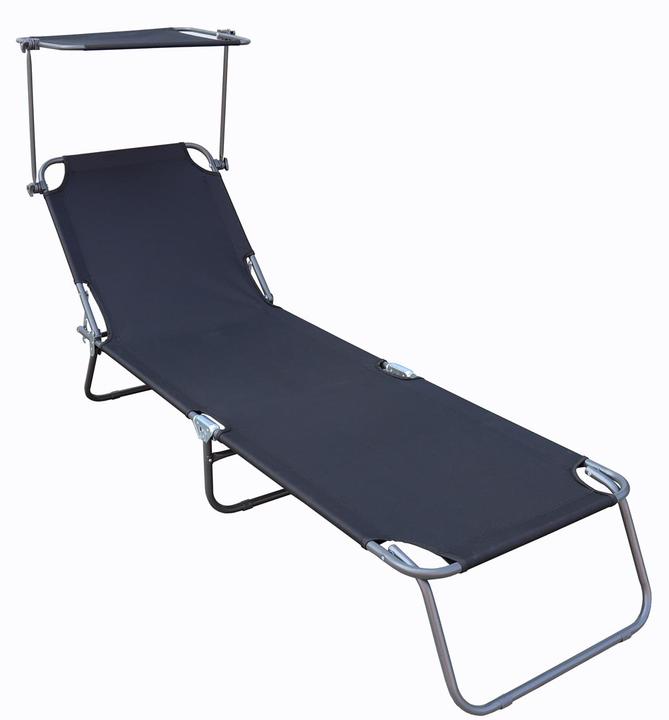 Actual product image VCM Sun lounger deck chair with sun canopy (185 cm)