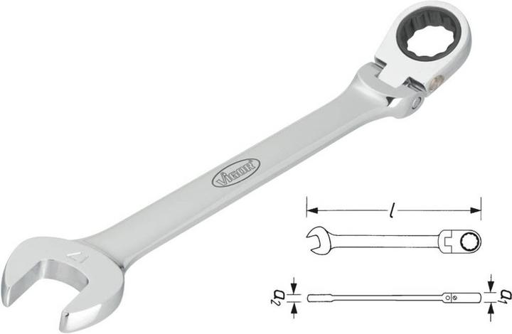 Produktbild Vigor Gelenk Ratschen-Ring-Maulschlüssel ∙ V2809 ∙ Aussen Sechskant Profil, Aussen Doppel-Sechskant P… (13 mm)