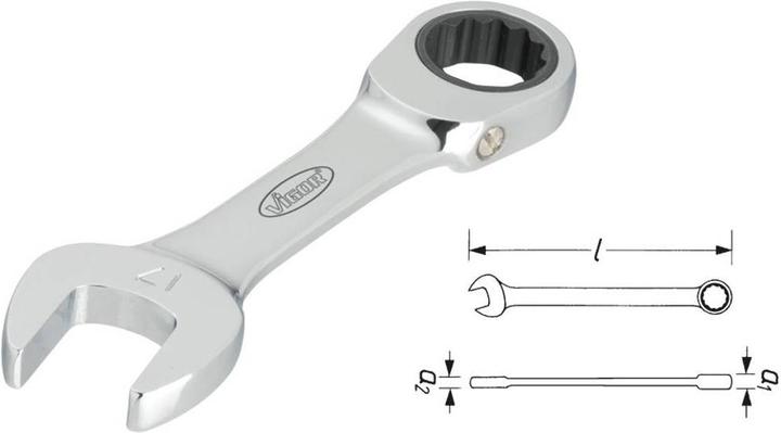 Actual product image Vigor Ratchet ring spanner ∙ short ∙ V2829 ∙ External hexagon profile, external double hexagon profile (15 mm)