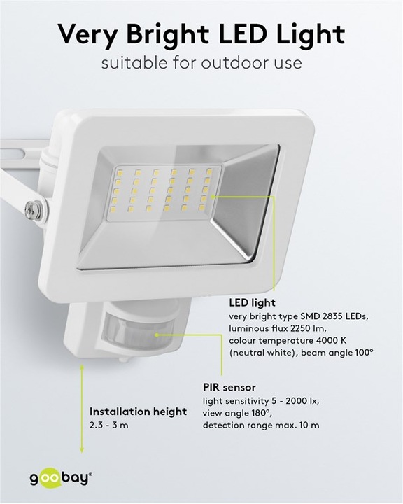 Image du produit Goobay Projecteur d'extérieur à LED (2560 lm, IP44)