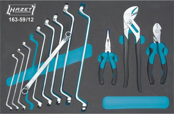 HAZET Serie di utensili ∙ chiavi a doppio anello ∙ pinze 163-59/12 ∙ Profilo a doppio esagono ester…