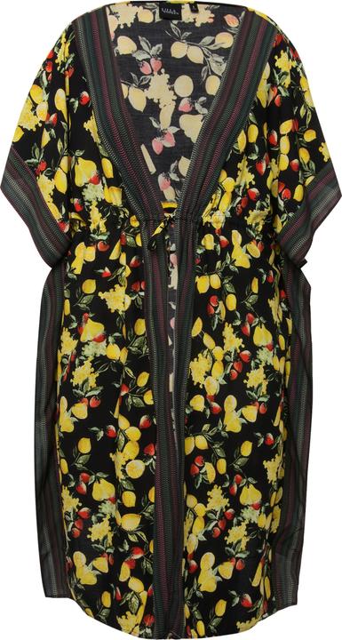 Produktbild Ulla Popken Kaftan, Zitronen, Bordüren, V-Ausschnitt, Halbarm (50, 52, 54, 56)