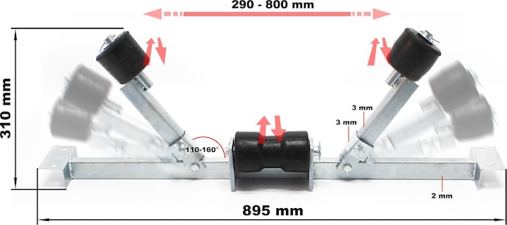 Produktbild Wiltec Kleine Pendelrolle Boot 80 cm Sliphilfe Kielrolle Zentrierhilfe Kielrolle