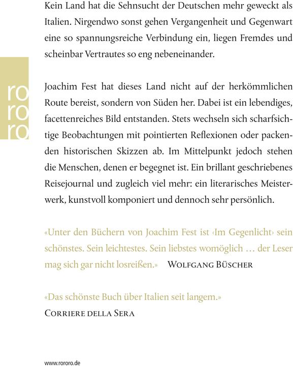 Produktbild Im Gegenlicht (Deutsch, Joachim Fest, Wolfgang Büscher, 2007)