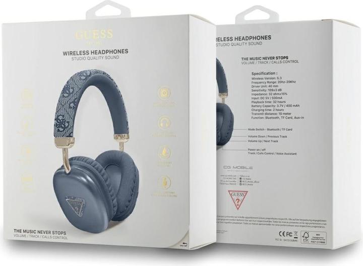 Produktbild Guess Headphones Bluetooth 4G Triangle Logo blue (32 h, Kabellos)