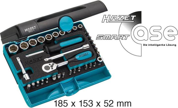 Produktbild HAZET Steckschlüssel Satz 853-1 ∙ Sechskant6,3 (1/4 Zoll), Vierkant6,3 mm (1/4 Zoll) ∙ Aussen Sechsk… (14 mm, 5.5 mm)