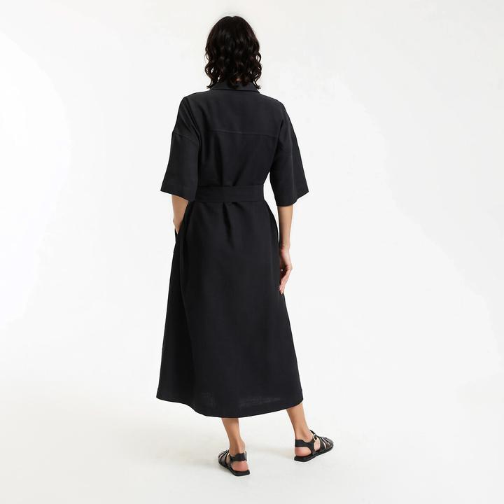 Image du produit La Redoute Collections Hemdkleid lang Ärmel Ellbogen gegürtet (M)