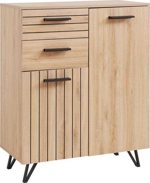 En.Casa Sideboard Noppen 100x80x38 cm Eicheoptik