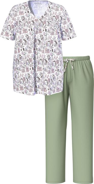 Produktbild Ulla Popken Pyjama, Blüten, V-Ausschnitt, Halbarm, Taschen (50, 52)
