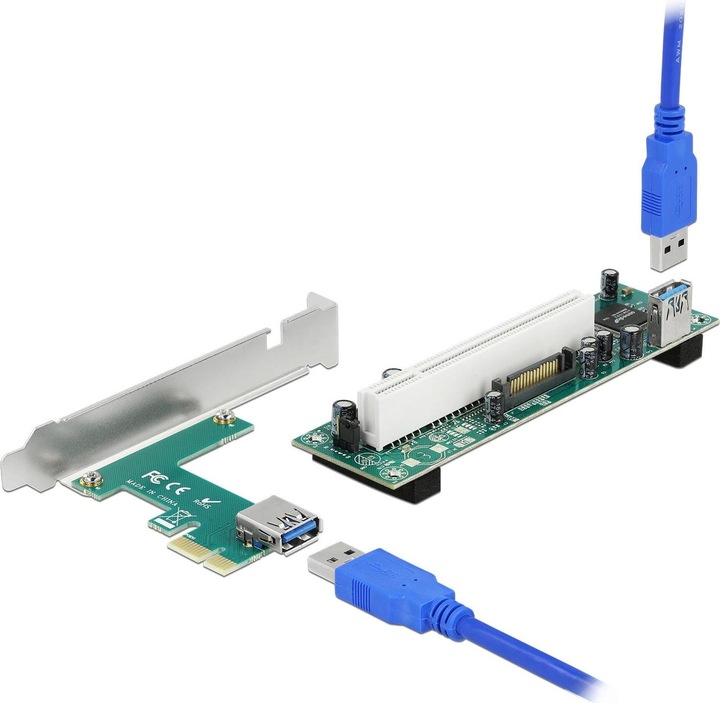 Image du produit Delock Carte Riser PCI Express x1 vers 1 x PCI 32 Bit Slot avec 60 cm de câble