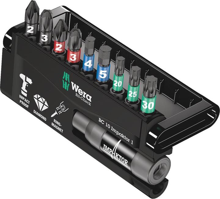 Produktbild Wera Bit-Check 10 Impaktor 1 (Innensechskant, Kreuz Phillips PH, Kreuz Pozidriv PZ)