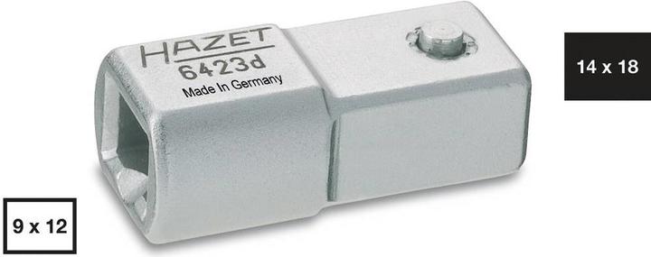 Produktbild HAZET Einsteck-Adapter 6423D ∙ Einsteck-Vierkant 14 x 18 mm ∙ Einsteck-Vierkant 9 x 12 mm