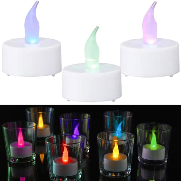 Immagine prodotto Cepewa Lampada da tè a LED tremolante con cambio di colore, 2 pezzi, timer di 6 ore incluso, Ø 4cm (2 x)