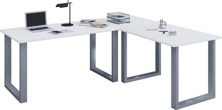 VCM Eckschreibtisch Lona Tiefe 50 cm U Alu Silber