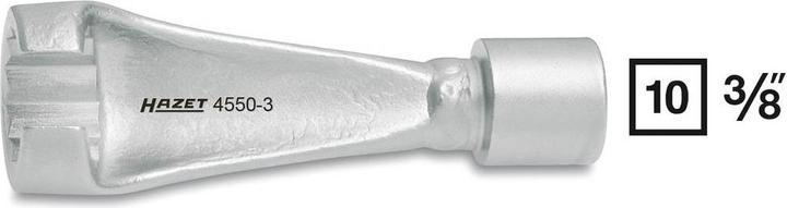 Produktbild HAZET Einspritzleitungs-Schlüssel 4550-3 ∙ Vierkant10 mm (3/8 Zoll) ∙ Aussen Doppel-Sechskant Profil… (17 mm)